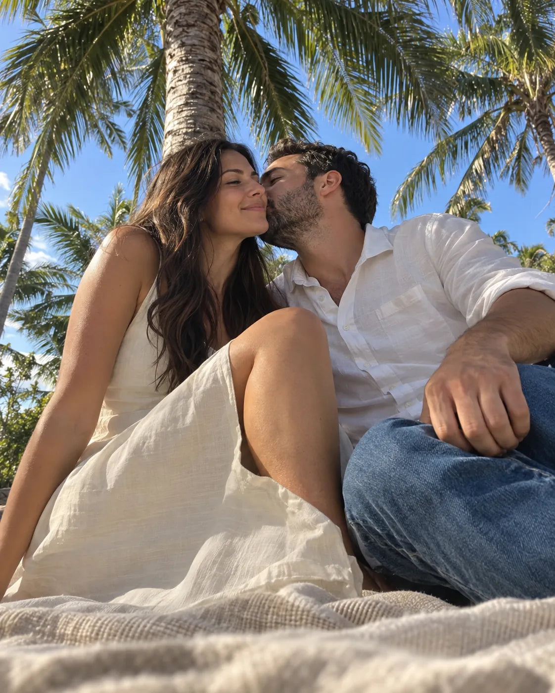 Una pareja compartiendo un beso en una salida